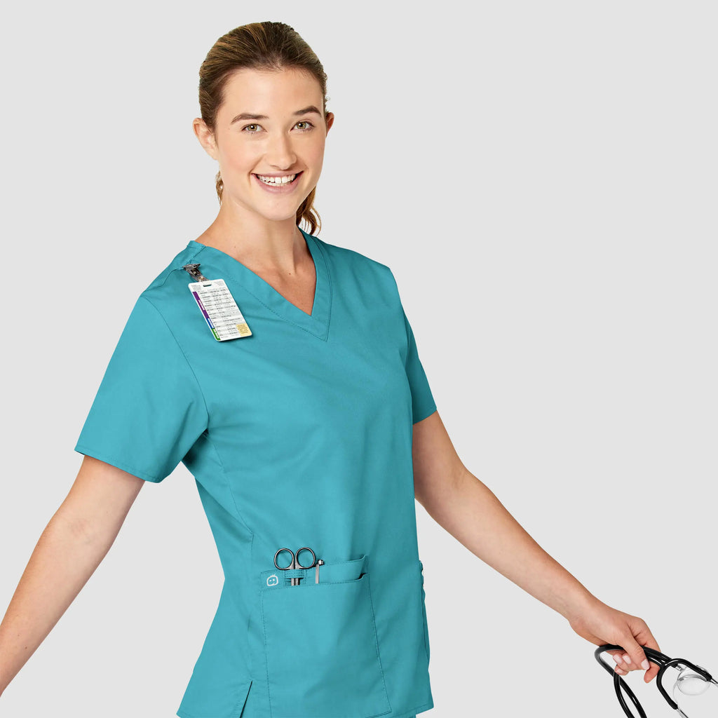 Wink Scrubs Women's WonderWORK V-Neck Scrub Top Teal | scrub-supply.com