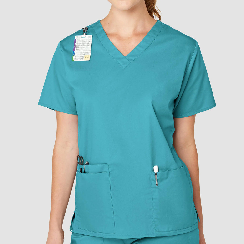 Wink Scrubs Women's WonderWORK V-Neck Scrub Top Teal | scrub-supply.com