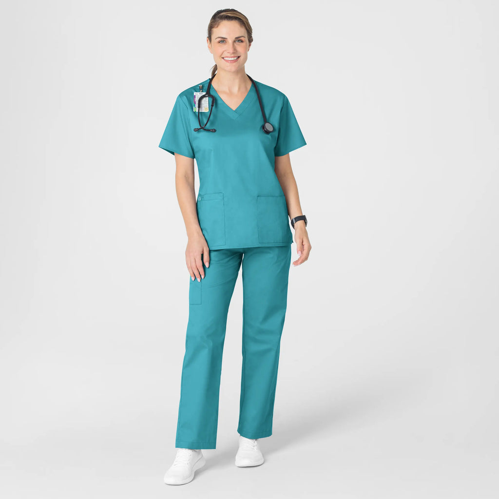 Wink Scrubs Women's WonderWORK V-Neck Scrub Top Teal | scrub-supply.com