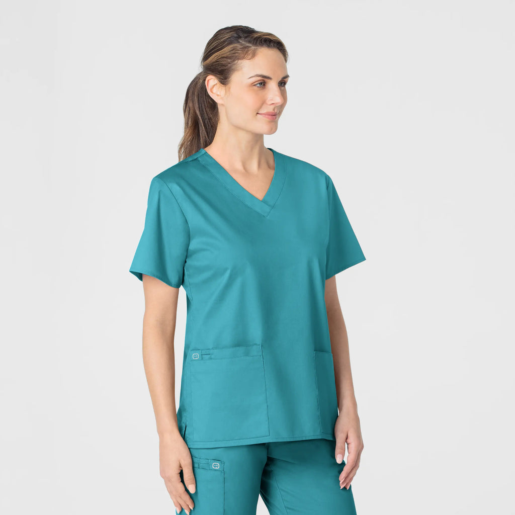 Wink Scrubs Women's WonderWORK V-Neck Scrub Top Teal | scrub-supply.com