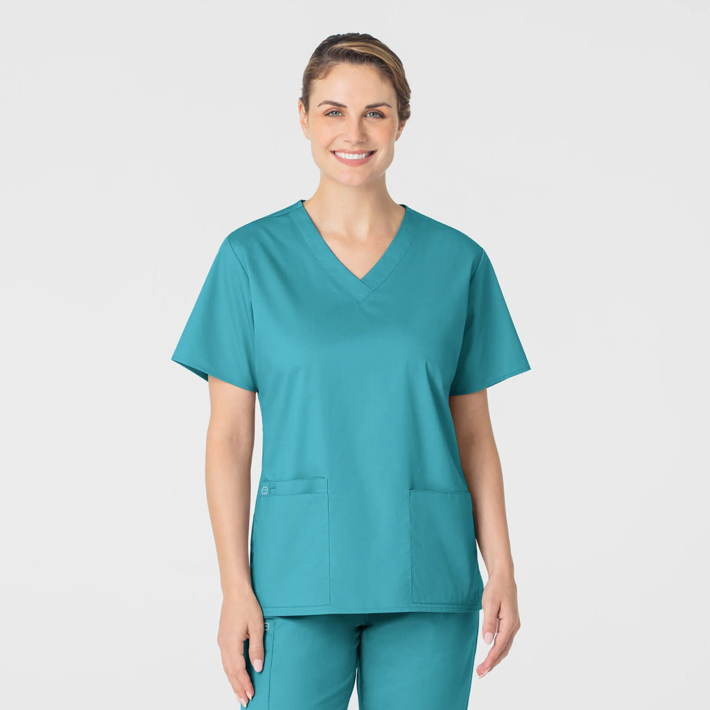 Wink Scrubs Women's WonderWORK V-Neck Scrub Top Teal | scrub-supply.com