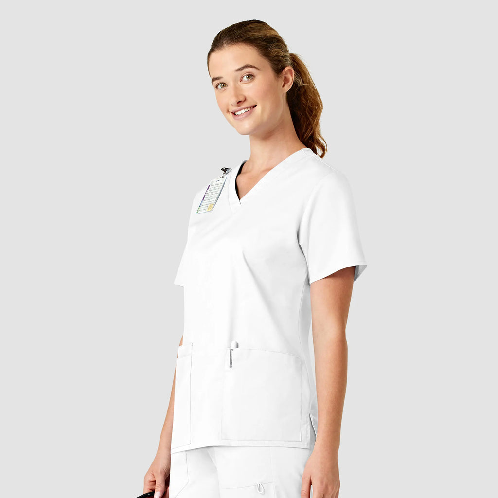 Wink Scrubs Women's WonderWORK V-Neck Scrub Top White | scrub-supply.com