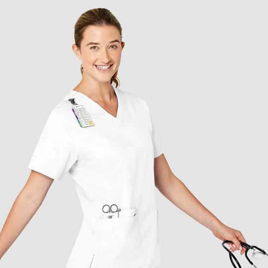 Wink Scrubs Women's WonderWORK V-Neck Scrub Top White | scrub-supply.com