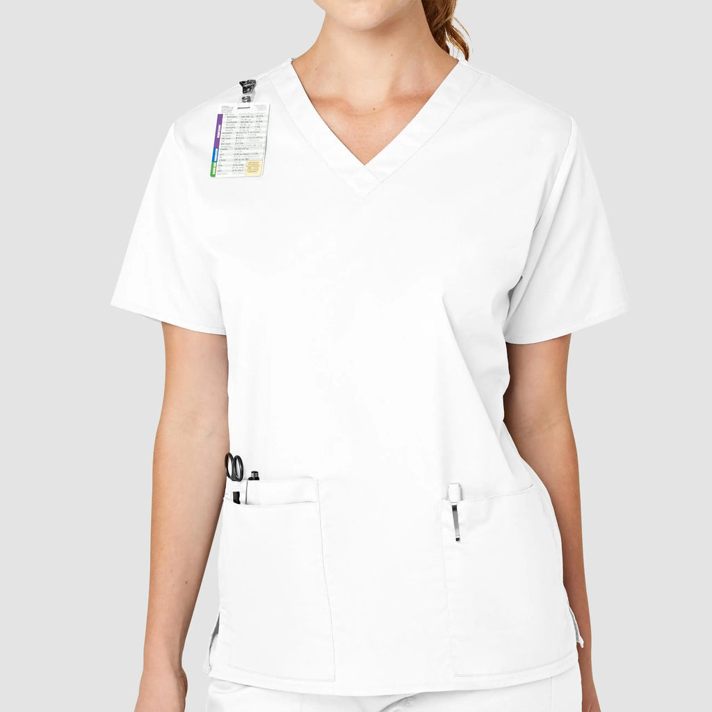 Wink Scrubs Women's WonderWORK V-Neck Scrub Top White | scrub-supply.com