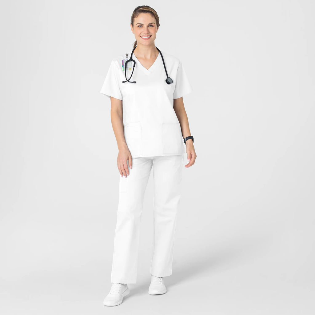 Wink Scrubs Women's WonderWORK V-Neck Scrub Top White | scrub-supply.com