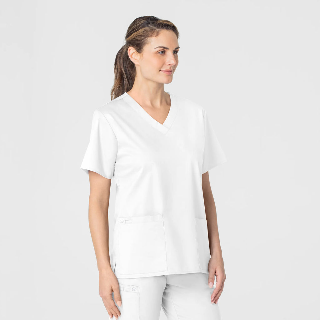 Wink Scrubs Women's WonderWORK V-Neck Scrub Top White | scrub-supply.com