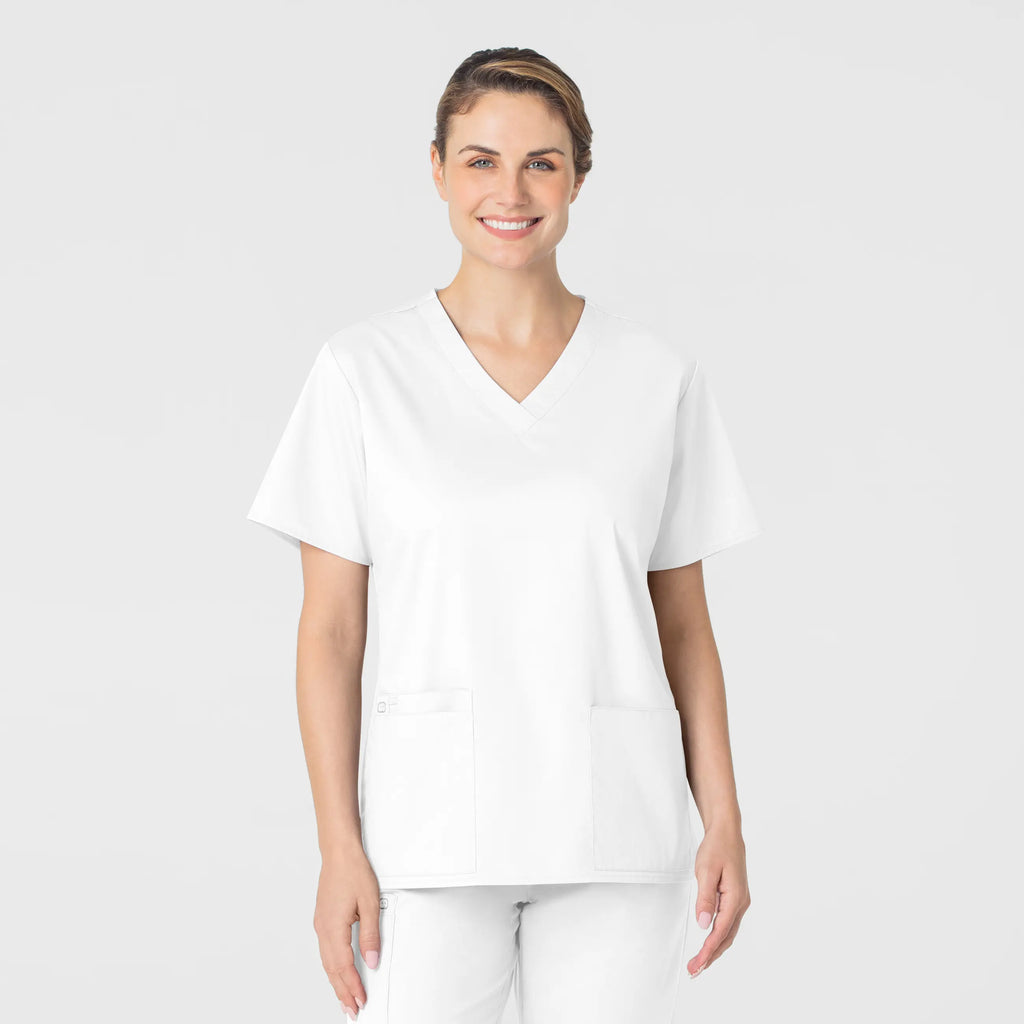 Wink Scrubs Women's WonderWORK V-Neck Scrub Top White | scrub-supply.com