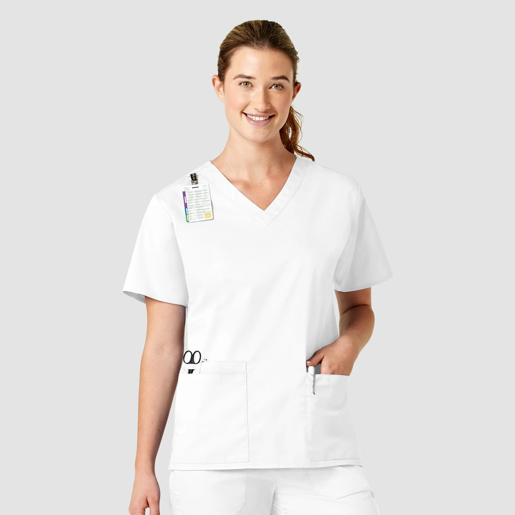 Wink Scrubs Women's WonderWORK V-Neck Scrub Top White | scrub-supply.com