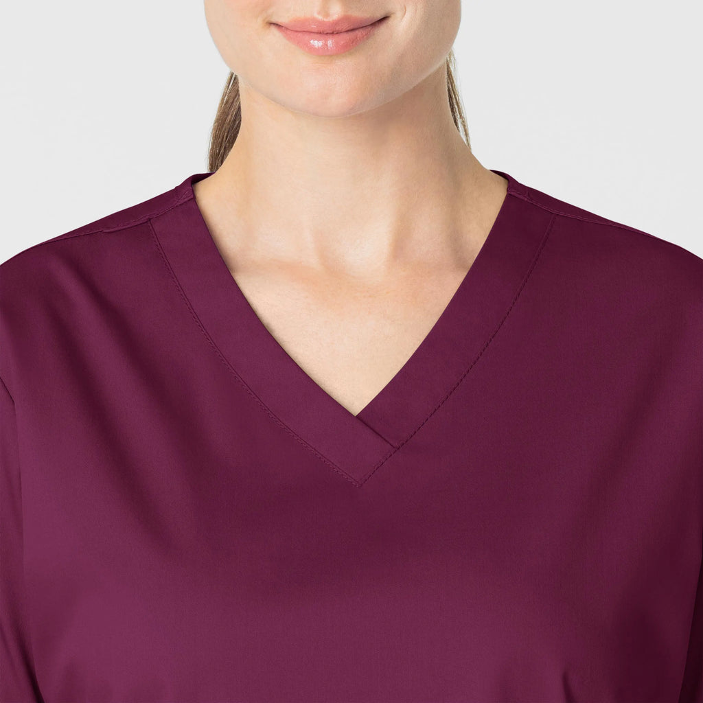 Wink Scrubs Women's WonderWORK V-Neck Scrub Top Wine | scrub-supply.com