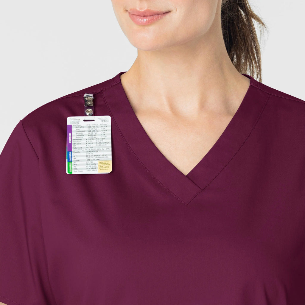 Wink Scrubs Women's WonderWORK V-Neck Scrub Top Wine | scrub-supply.com