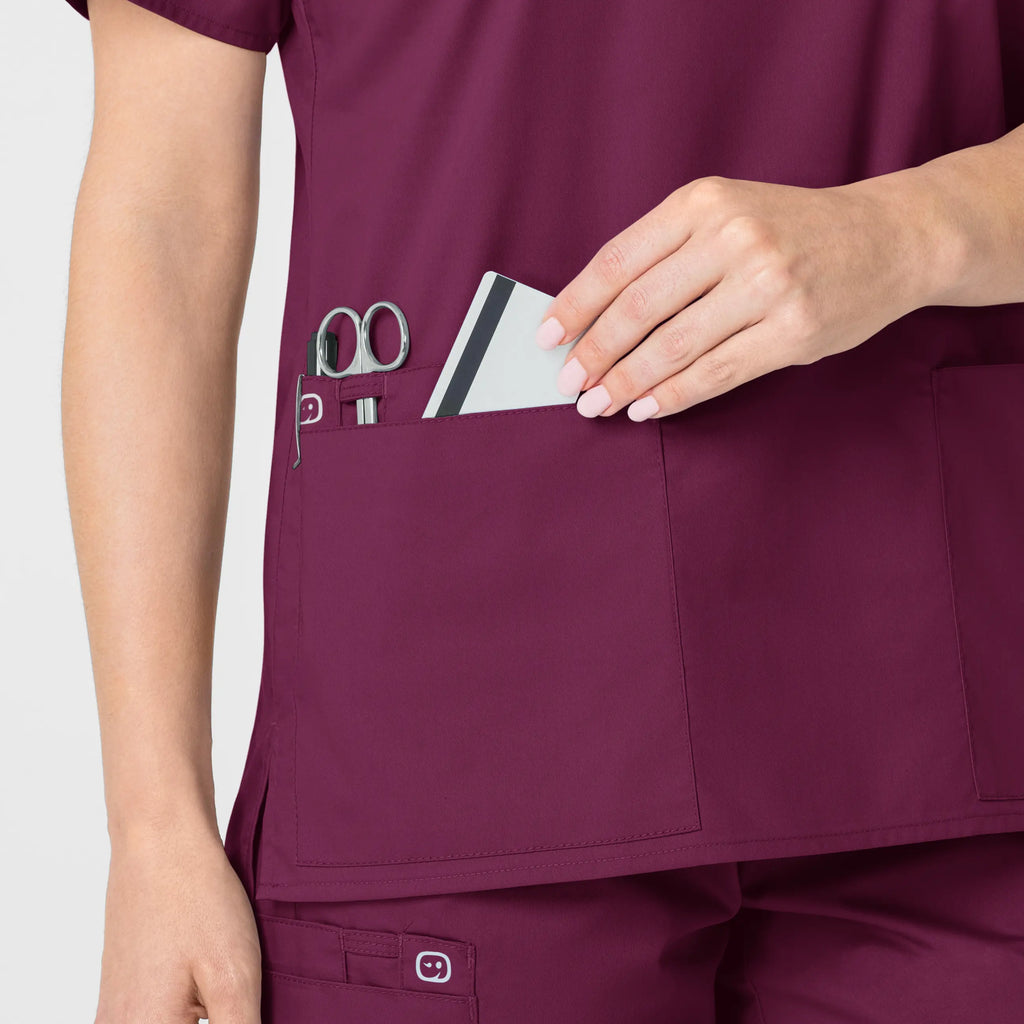 Wink Scrubs Women's WonderWORK V-Neck Scrub Top Wine | scrub-supply.com