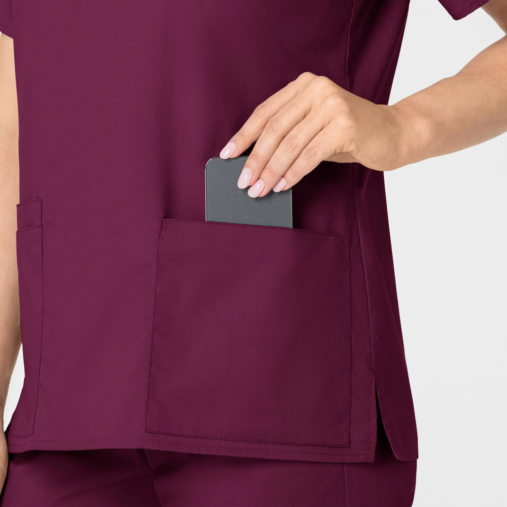 Wink Scrubs Women's WonderWORK V-Neck Scrub Top Wine | scrub-supply.com