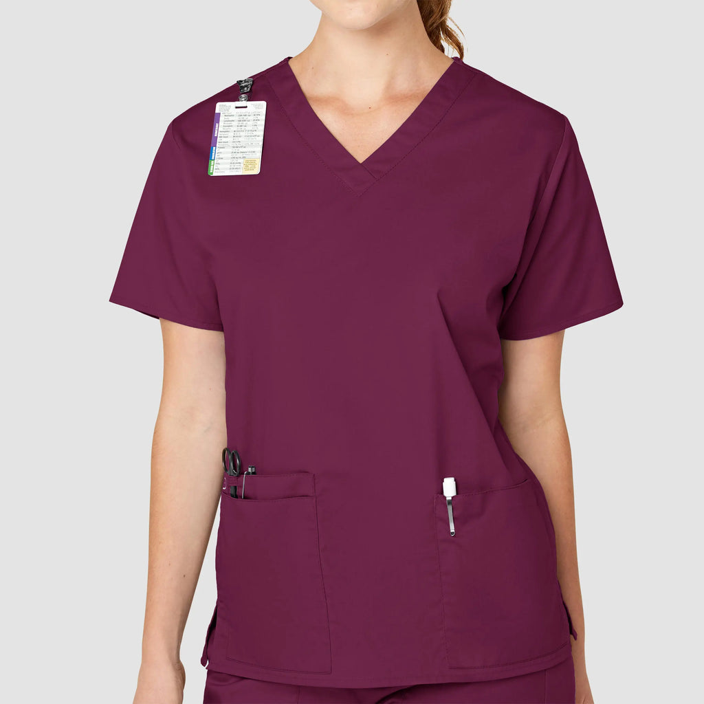 Wink Scrubs Women's WonderWORK V-Neck Scrub Top Wine | scrub-supply.com