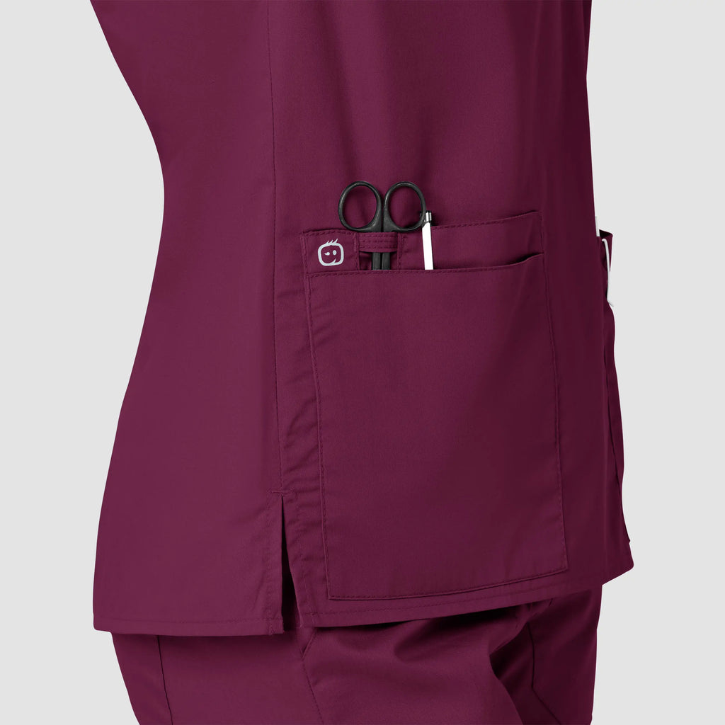 Wink Scrubs Women's WonderWORK V-Neck Scrub Top Wine | scrub-supply.com