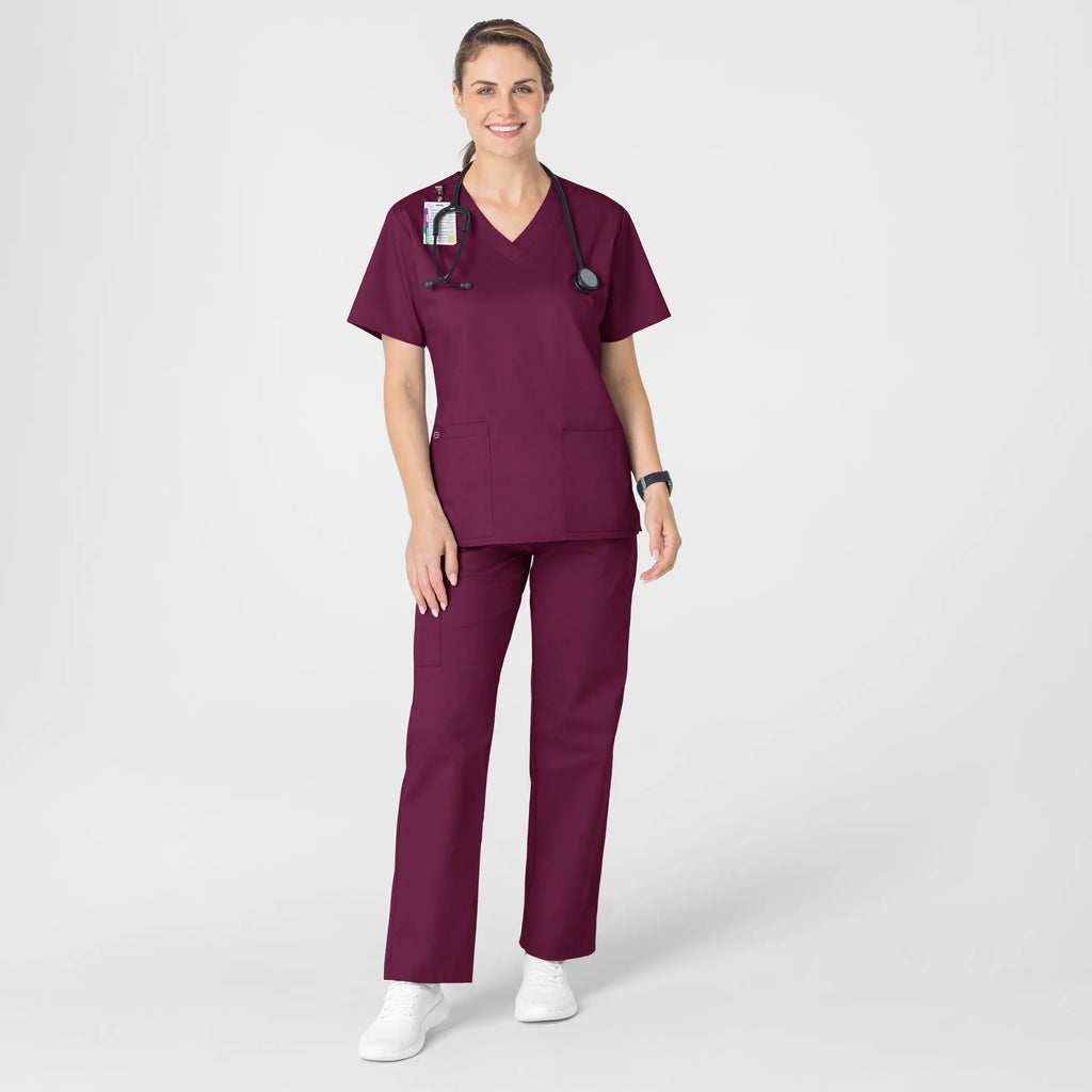 Wink Scrubs Women's WonderWORK V-Neck Scrub Top Wine | scrub-supply.com