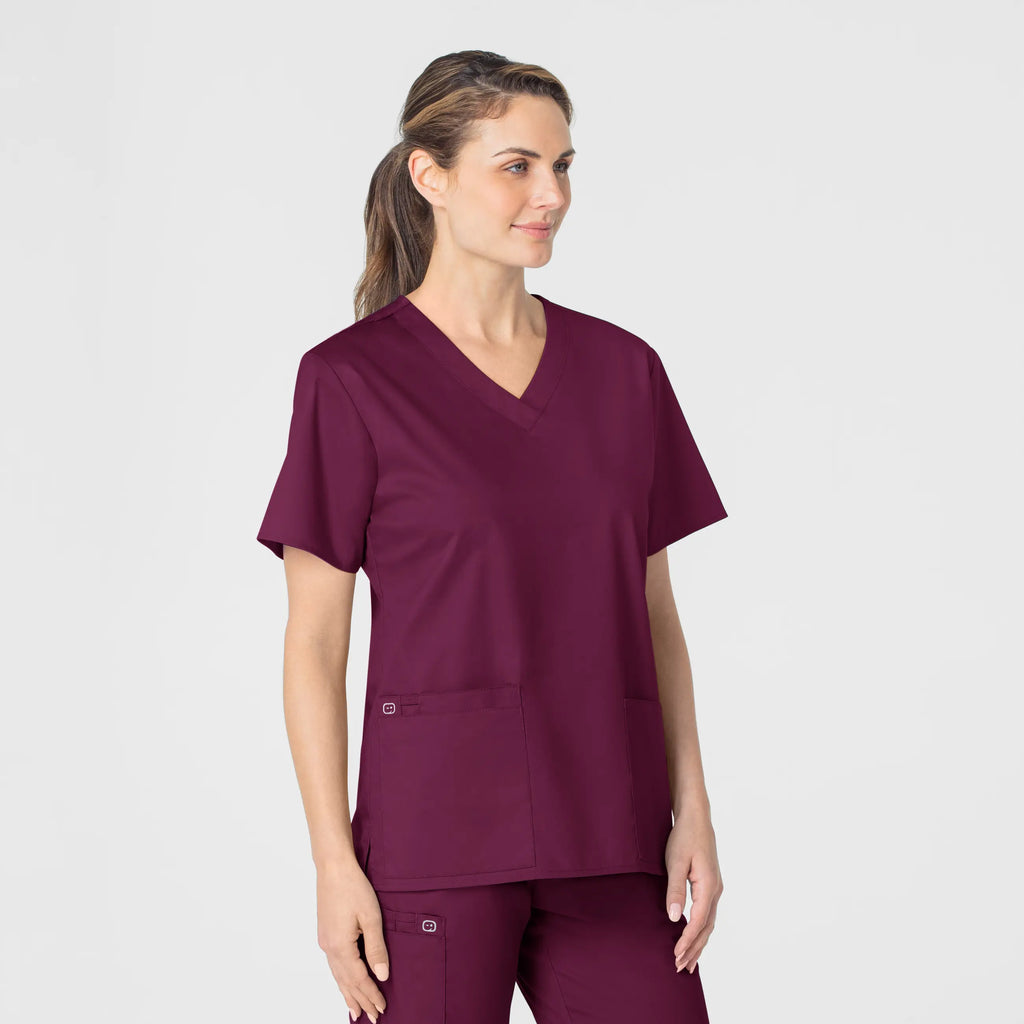 Wink Scrubs Women's WonderWORK V-Neck Scrub Top Wine | scrub-supply.com