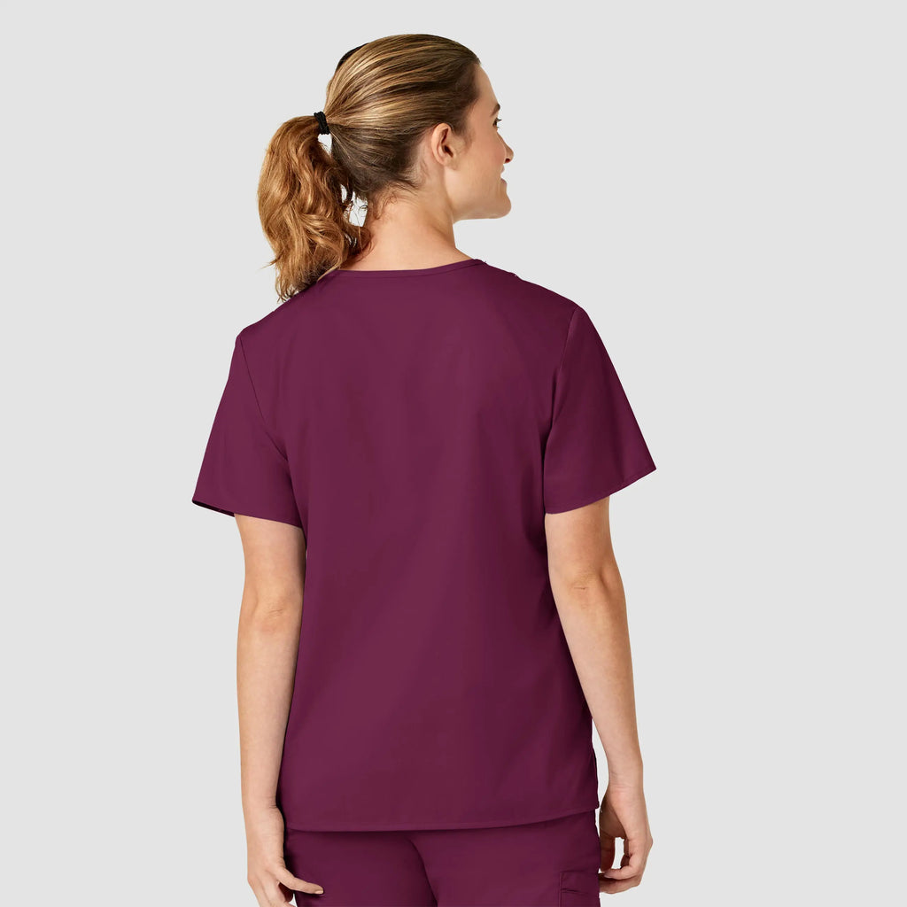 Wink Scrubs Women's WonderWORK V-Neck Scrub Top Wine | scrub-supply.com