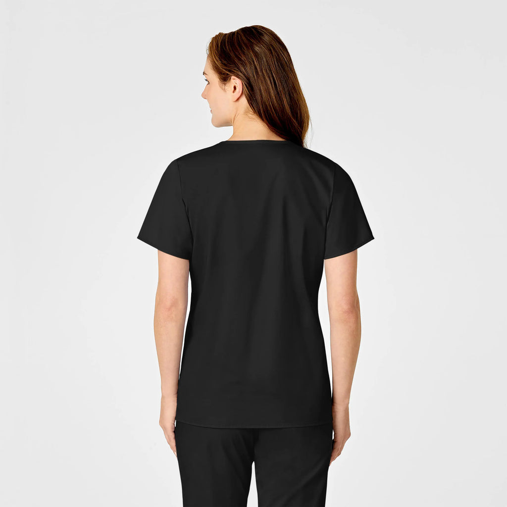 Wink Scrubs Women's WonderWORK Mock Wrap Scrub Top Black | scrub-supply.com