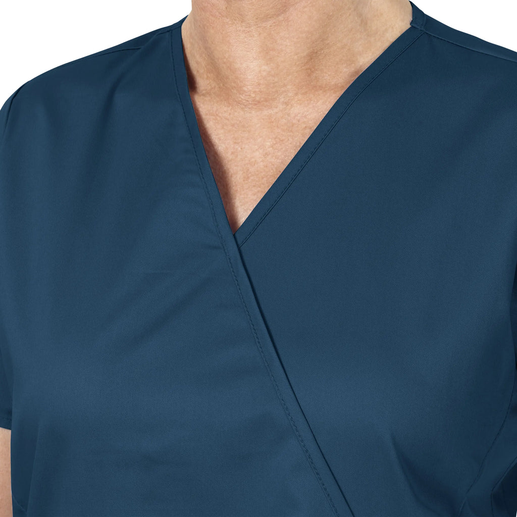 Wink Scrubs Women's WonderWORK Mock Wrap Scrub Top Caribbean Blue | scrub-supply.com