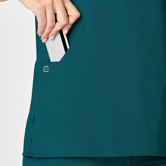 Wink Scrubs Women's WonderWORK Mock Wrap Scrub Top Caribbean Blue | scrub-supply.com