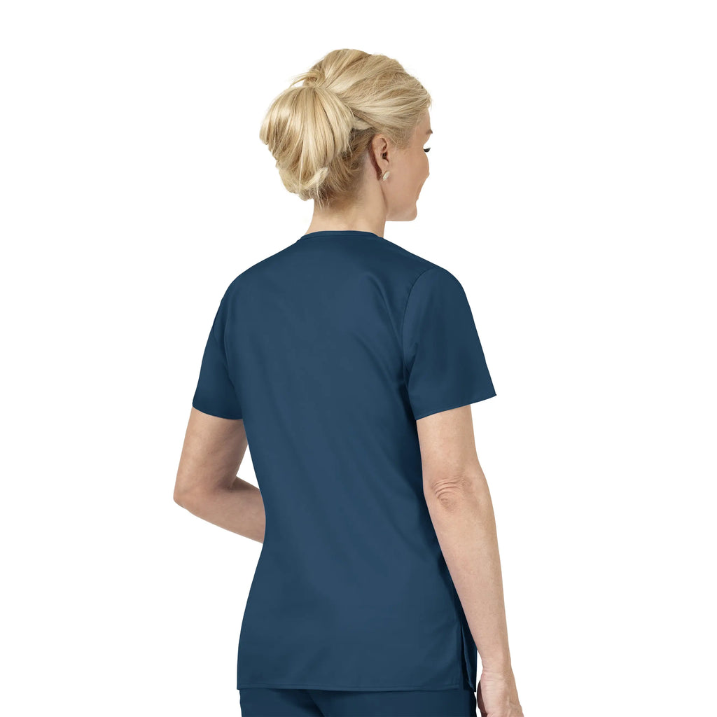 Wink Scrubs Women's WonderWORK Mock Wrap Scrub Top Caribbean Blue | scrub-supply.com