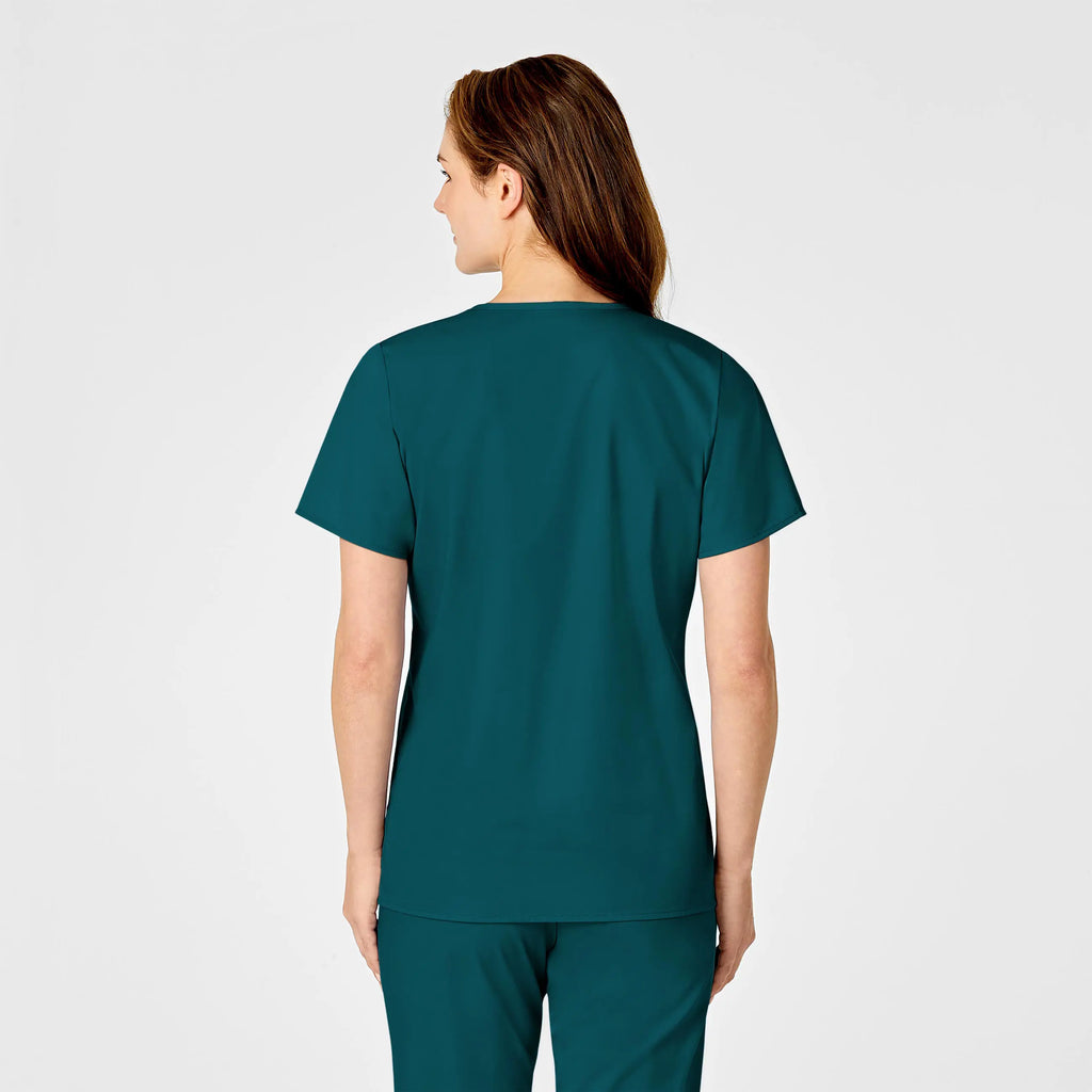 Wink Scrubs Women's WonderWORK Mock Wrap Scrub Top Caribbean Blue | scrub-supply.com