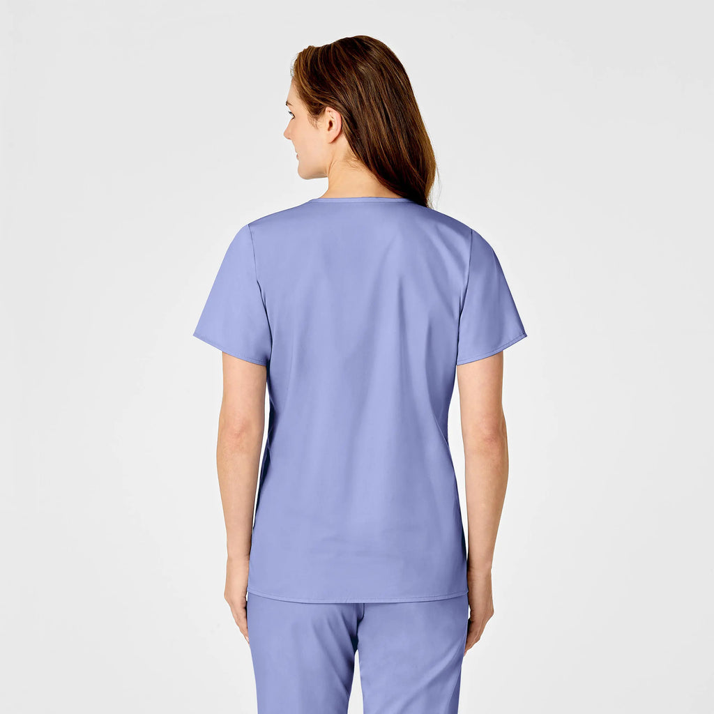 Wink Scrubs Women's WonderWORK Mock Wrap Scrub Top Ceil Blue | scrub-supply.com