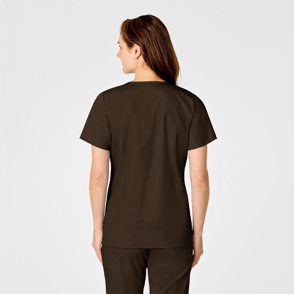 Wink Scrubs Women's WonderWORK Mock Wrap Scrub Top Chocolate | scrub-supply.com