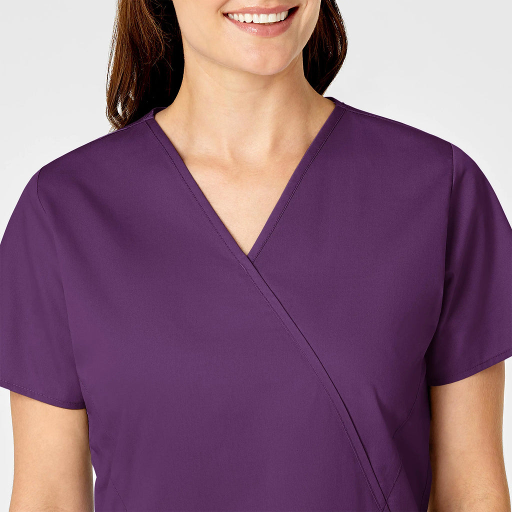 Wink Scrubs Women's WonderWORK Mock Wrap Scrub Top Eggplant | scrub-supply.com