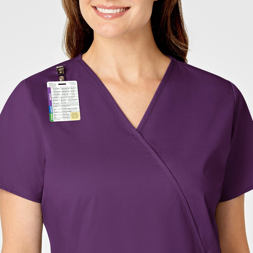 Wink Scrubs Women's WonderWORK Mock Wrap Scrub Top Eggplant | scrub-supply.com