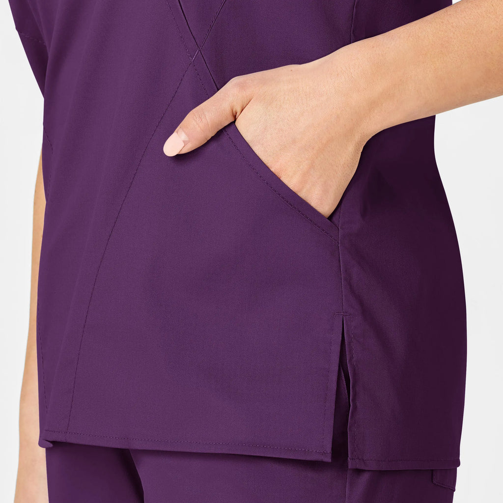 Wink Scrubs Women's WonderWORK Mock Wrap Scrub Top Eggplant | scrub-supply.com