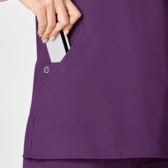Wink Scrubs Women's WonderWORK Mock Wrap Scrub Top Eggplant | scrub-supply.com