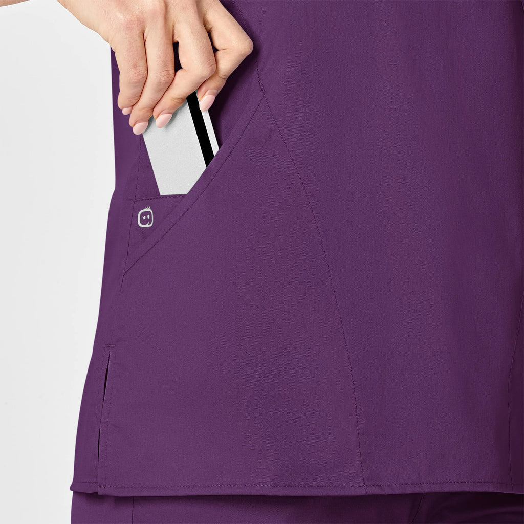 Wink Scrubs Women's WonderWORK Mock Wrap Scrub Top Eggplant | scrub-supply.com