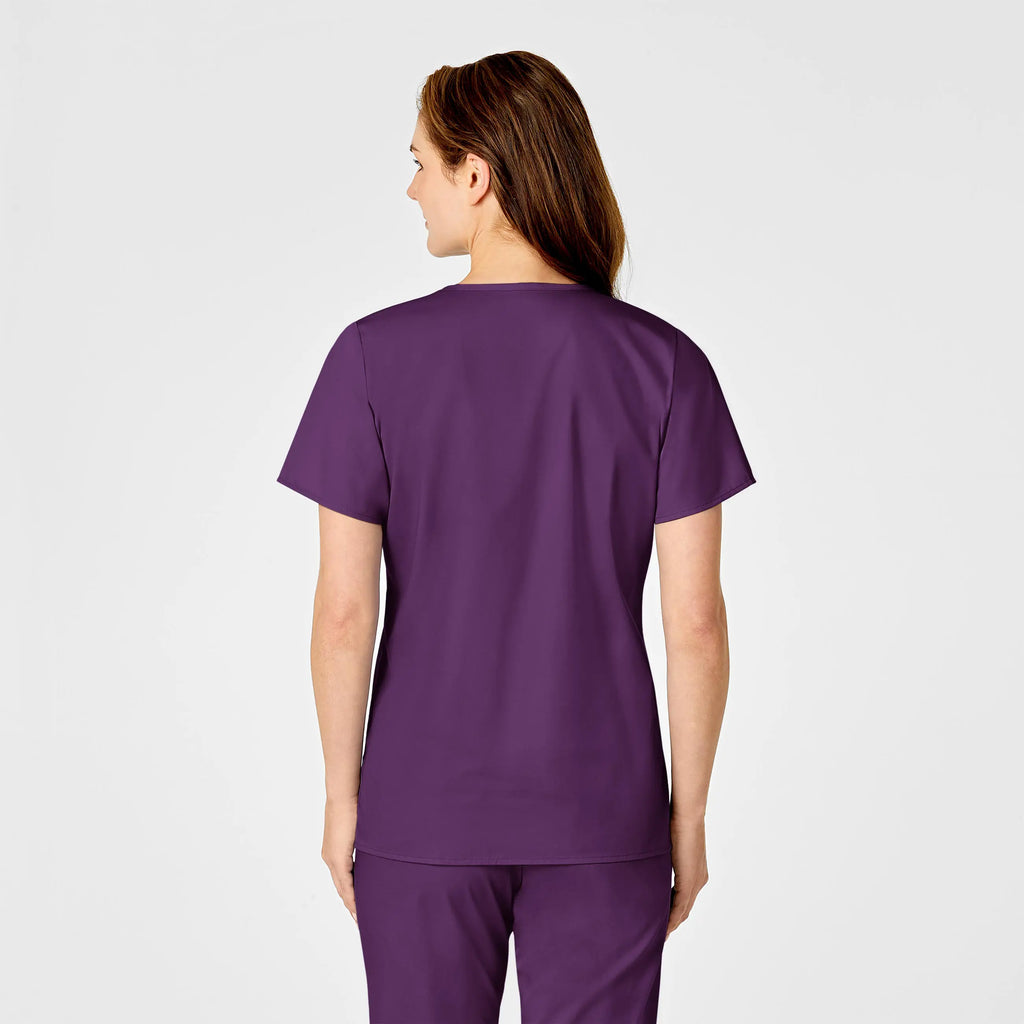 Wink Scrubs Women's WonderWORK Mock Wrap Scrub Top Eggplant | scrub-supply.com