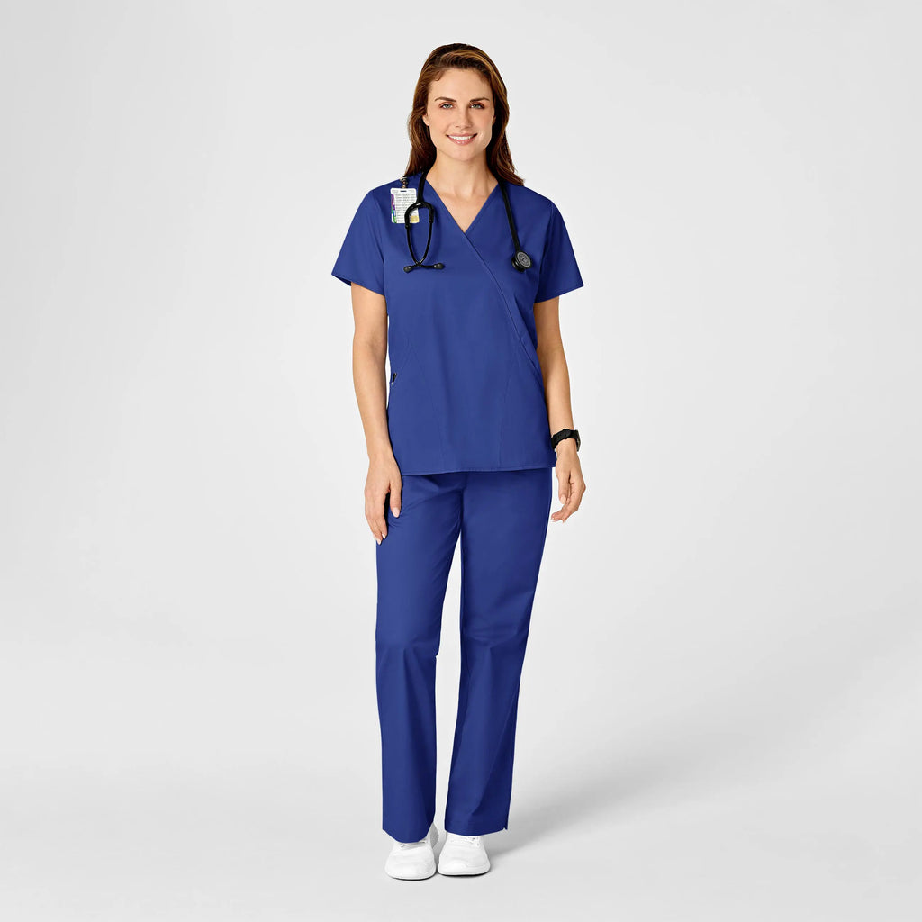 Wink Scrubs Women's WonderWORK Mock Wrap Scrub Top Galaxy Blue | scrub-supply.com