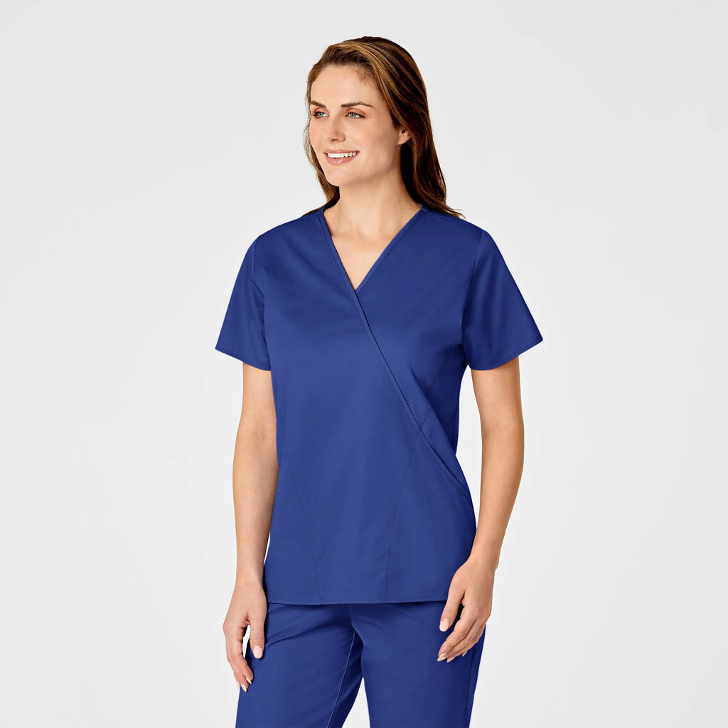 Wink Scrubs Women's WonderWORK Mock Wrap Scrub Top Galaxy Blue | scrub-supply.com