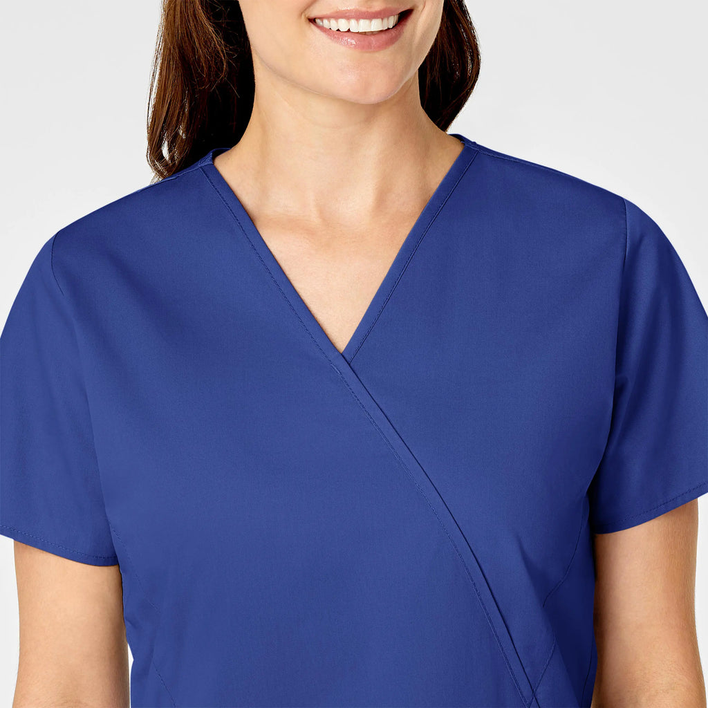 Wink Scrubs Women's WonderWORK Mock Wrap Scrub Top Galaxy Blue | scrub-supply.com