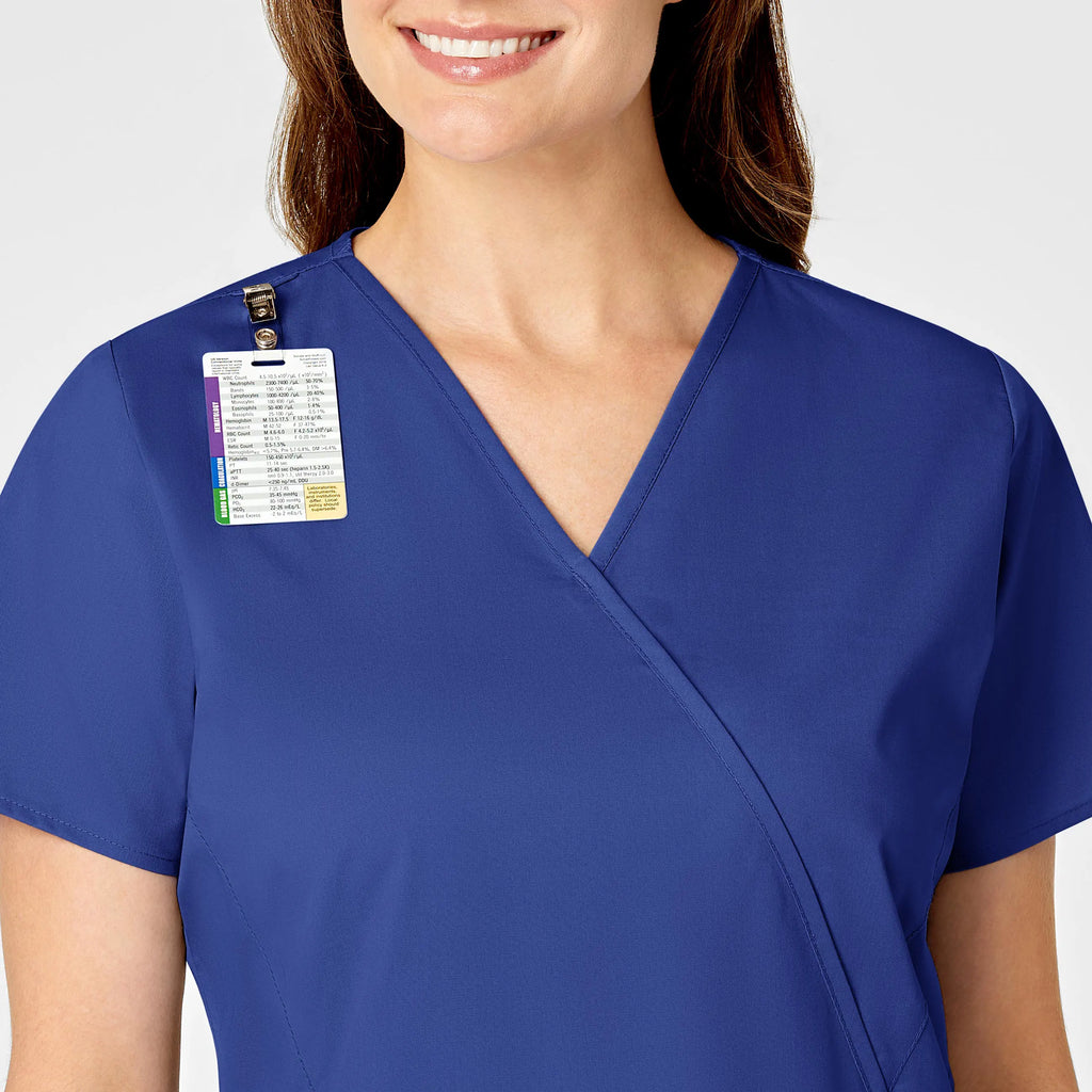 Wink Scrubs Women's WonderWORK Mock Wrap Scrub Top Galaxy Blue | scrub-supply.com