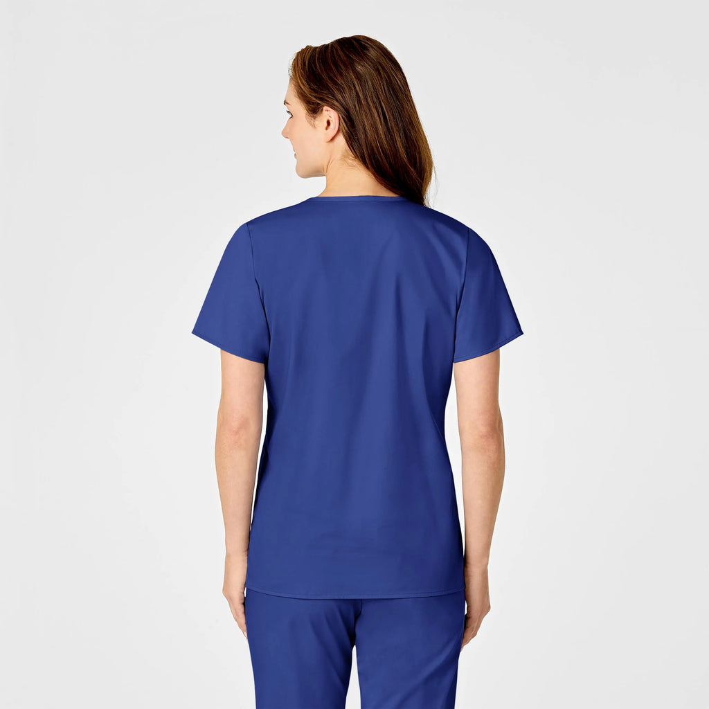 Wink Scrubs Women's WonderWORK Mock Wrap Scrub Top Galaxy Blue | scrub-supply.com