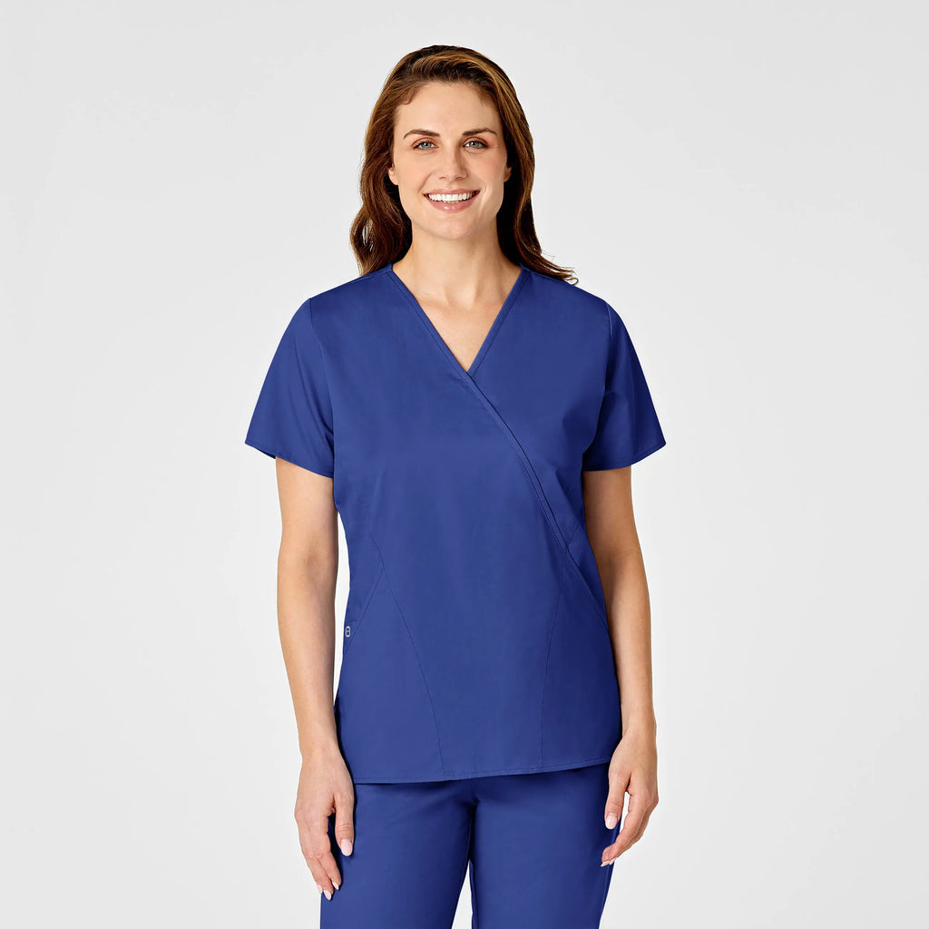 Wink Scrubs Women's WonderWORK Mock Wrap Scrub Top Galaxy Blue | scrub-supply.com