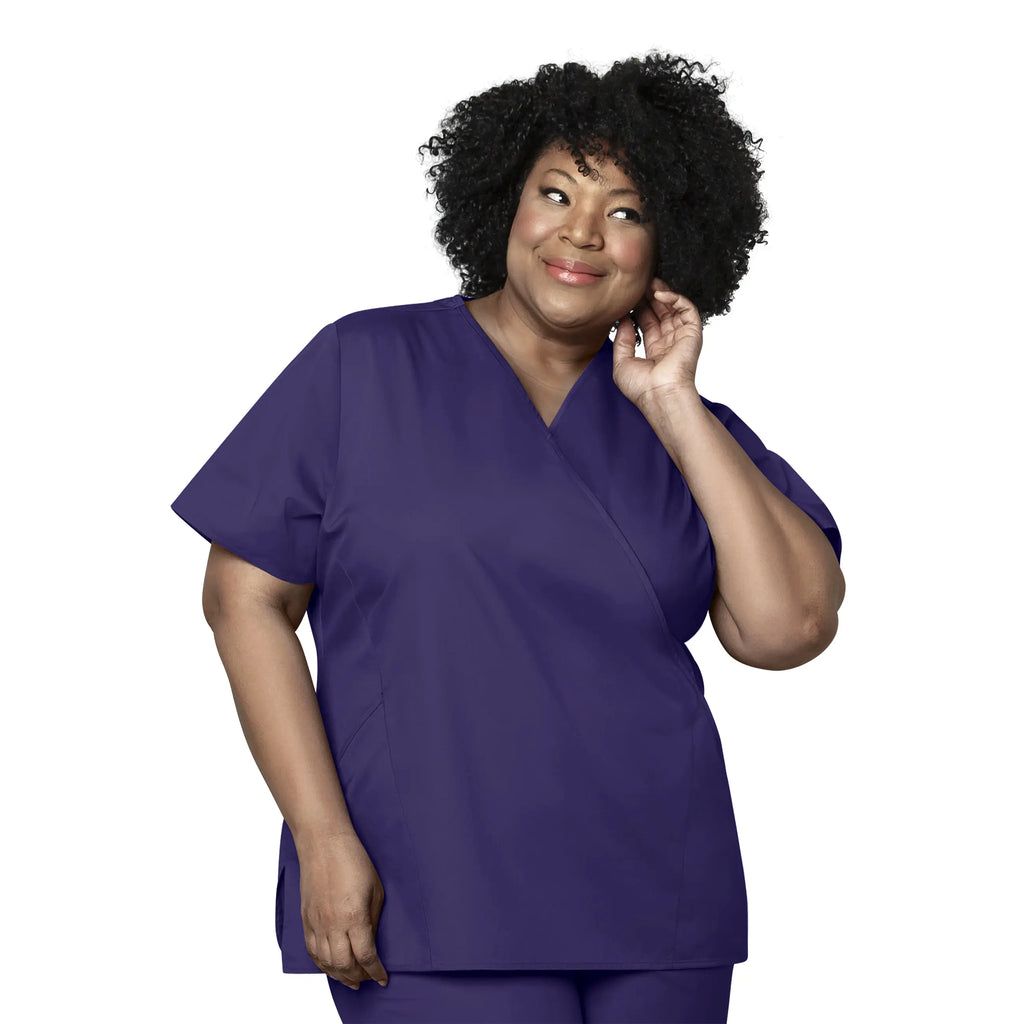 Wink Scrubs Women's WonderWORK Mock Wrap Scrub Top Grape | scrub-supply.com