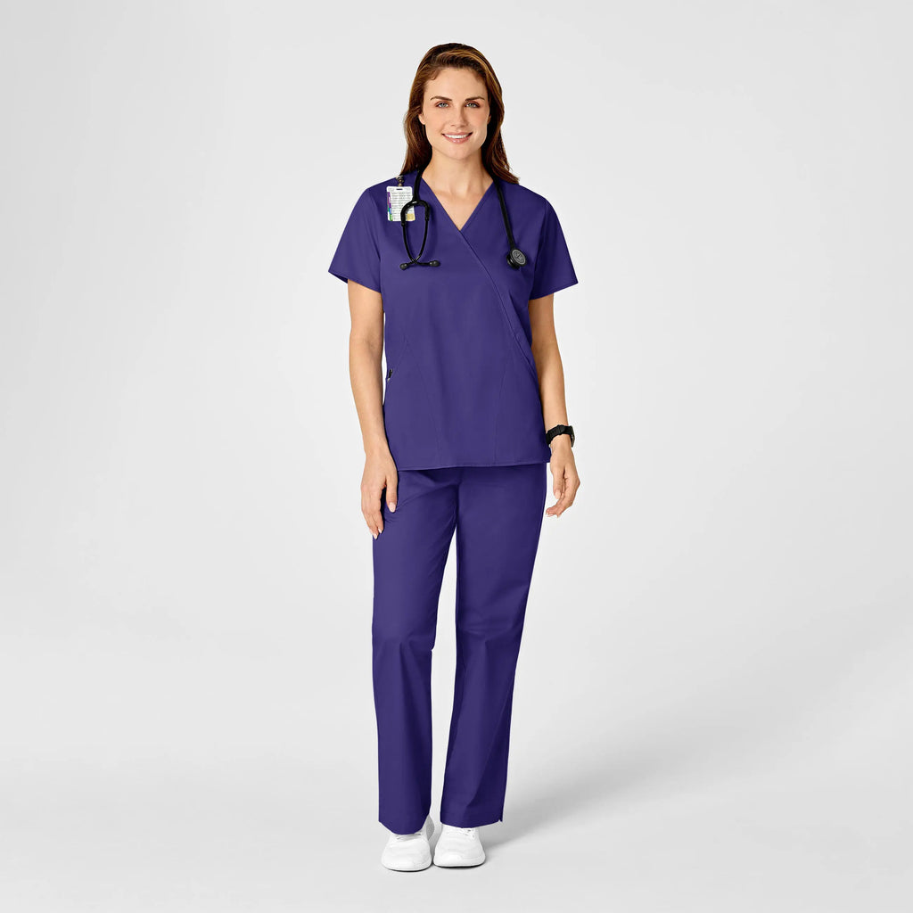 Wink Scrubs Women's WonderWORK Mock Wrap Scrub Top Grape | scrub-supply.com