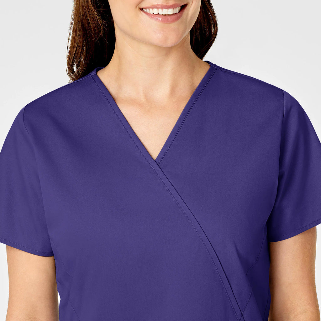 Wink Scrubs Women's WonderWORK Mock Wrap Scrub Top Grape | scrub-supply.com