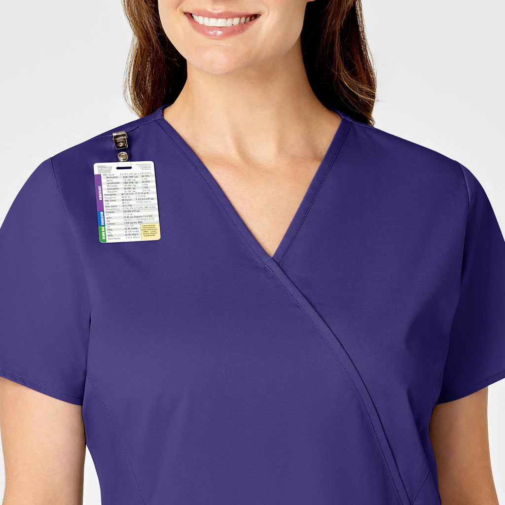 Wink Scrubs Women's WonderWORK Mock Wrap Scrub Top Grape | scrub-supply.com