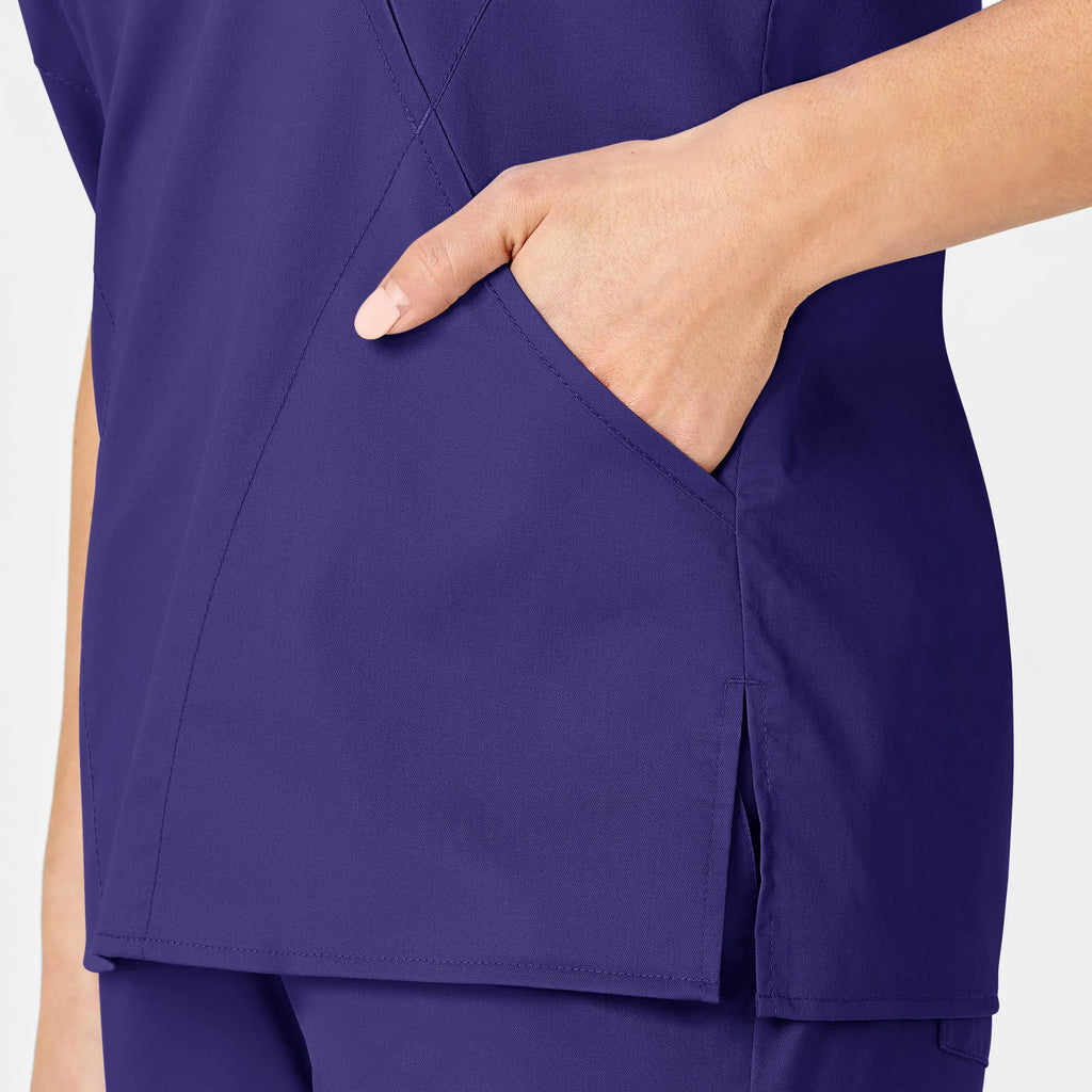 Wink Scrubs Women's WonderWORK Mock Wrap Scrub Top Grape | scrub-supply.com