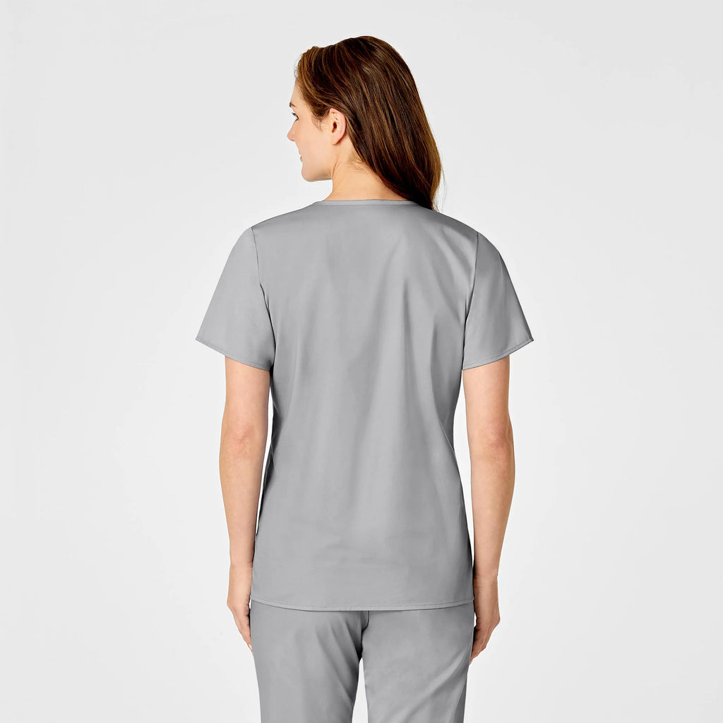 Wink Scrubs Women's WonderWORK Mock Wrap Scrub Top Grey | scrub-supply.com