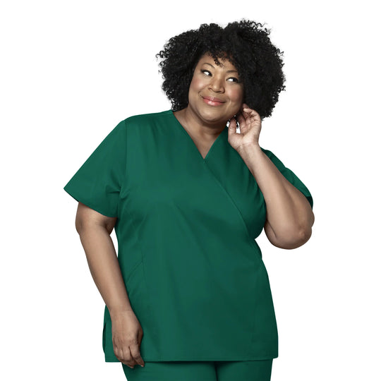 Wink Scrubs Women's WonderWORK Mock Wrap Scrub Top Hunter | scrub-supply.com