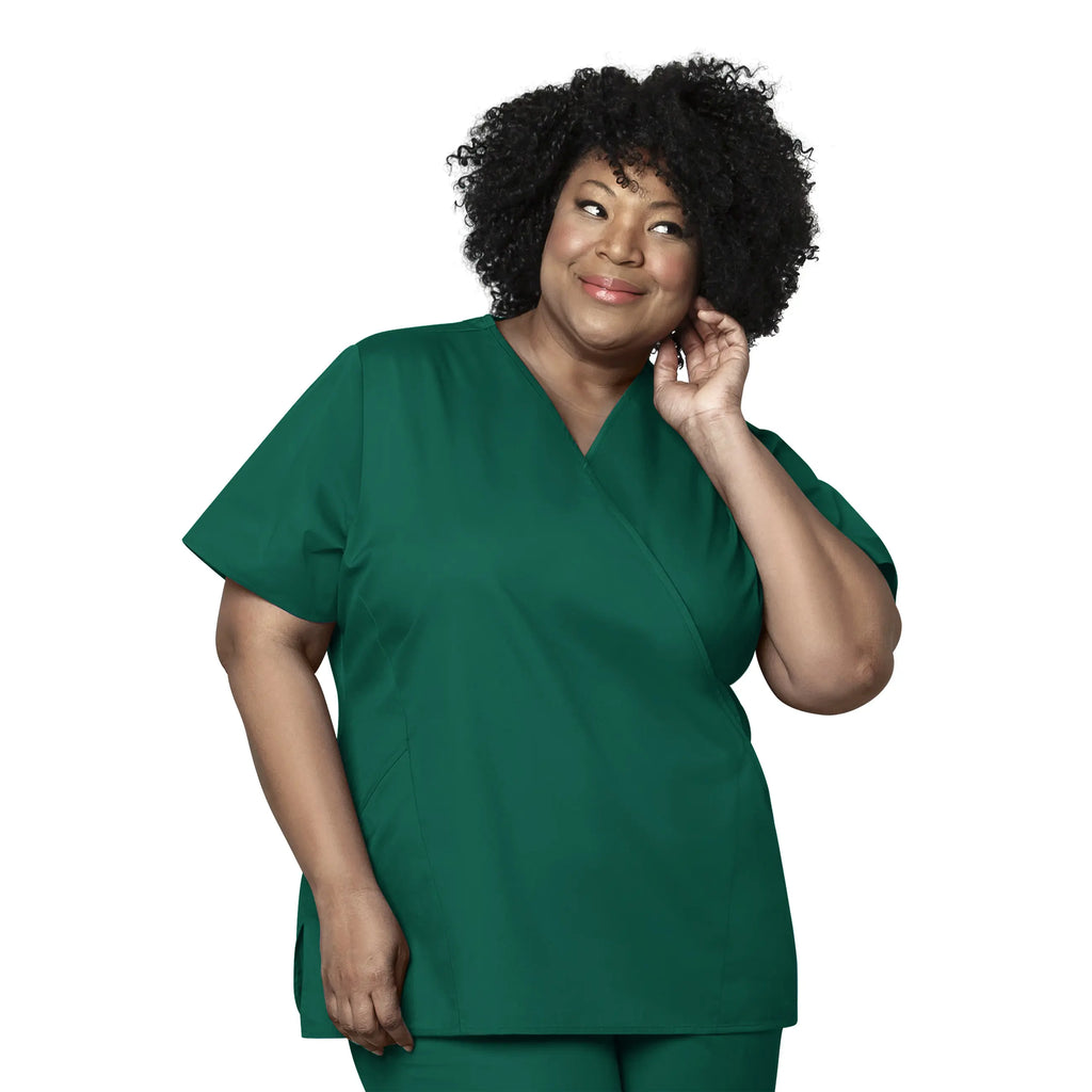 Wink Scrubs Women's WonderWORK Mock Wrap Scrub Top Hunter | scrub-supply.com