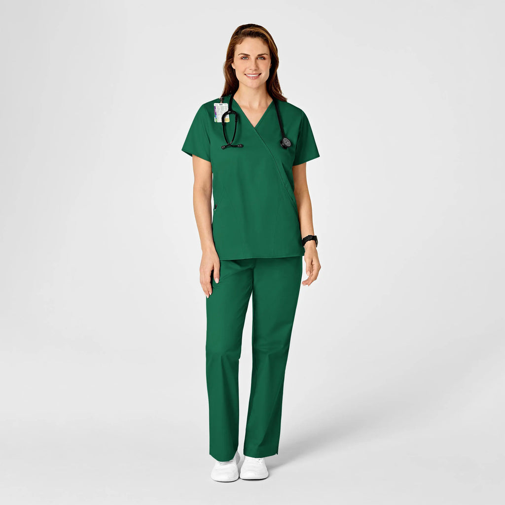 Wink Scrubs Women's WonderWORK Mock Wrap Scrub Top Hunter | scrub-supply.com