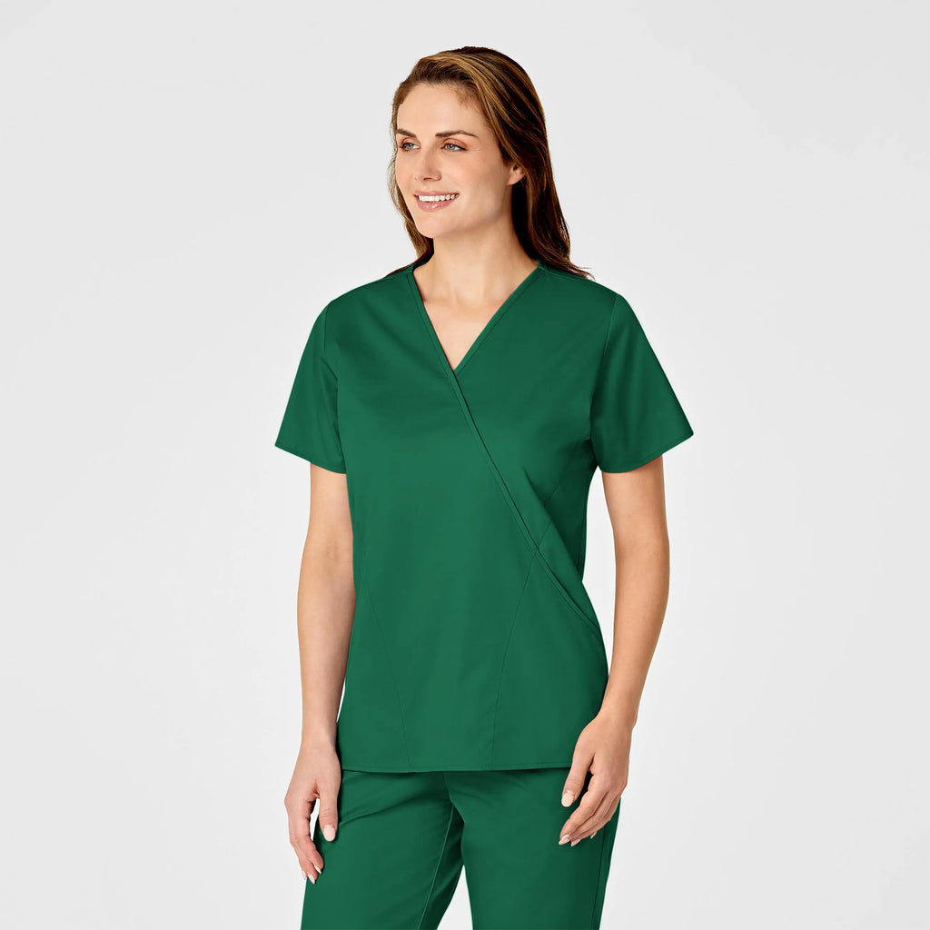 Wink Scrubs Women's WonderWORK Mock Wrap Scrub Top Hunter | scrub-supply.com